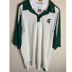 NikeFIT Michigan State Spartans Polo Shirt NCAA Football Green White Mens XL